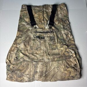 Vintage Walls Men's XL Bib Overalls Realtree Camouflage Hunting Outdoor Flaws